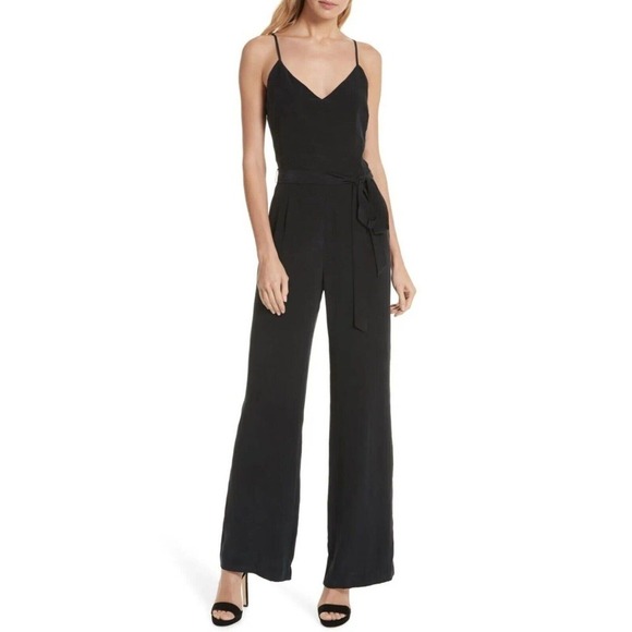 L'AGENCE Jackie Wide Leg Silk Jumpsuit Women's Size 2 NWT Runway Fashion
